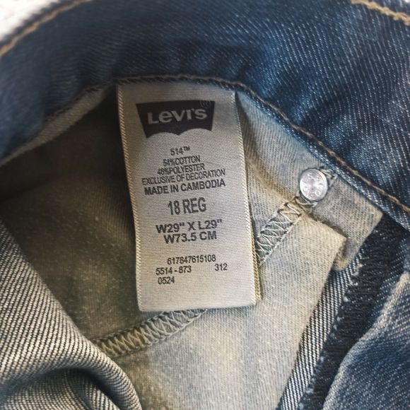 Levi's 514 Jeans Men 18 Regular W29X L29 Denim Slim Straight Blue Med Wash - Picture 9 of 9